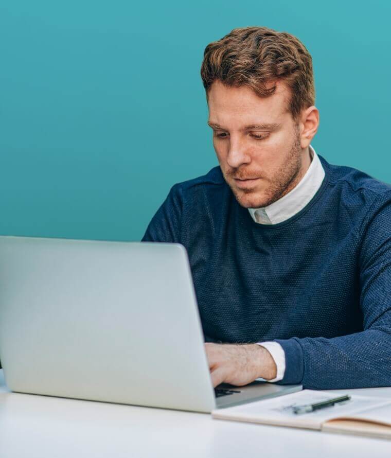 Man with laptop working